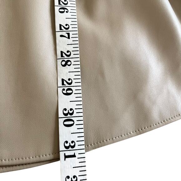 Zara Tan Faux Leather Button Front Collared Shacket Shirt Jacket Size XL - Picture 8 of 10